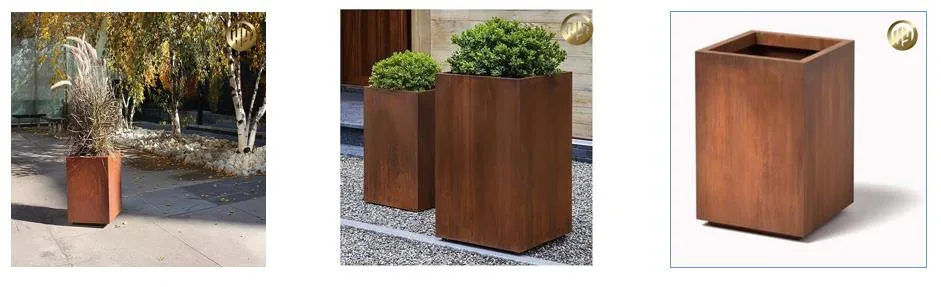 Corten Steel 2mm Thickness Rectangular Metal Planter Nursery Planter